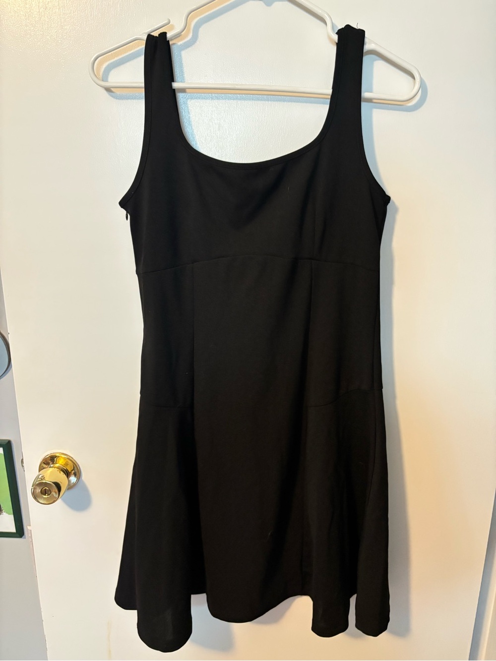 Quiet Luxury Whimsigoth Mobwife Black Scoop Neck Women's Dress Flare Mini Med.